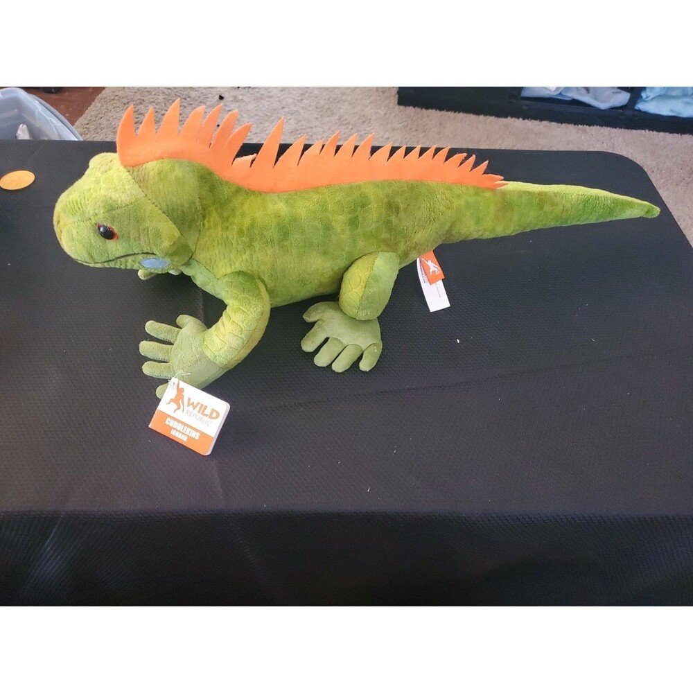 Wild Republic Iguana 24" Plush Green & Orange Lizard Stuffed Animal